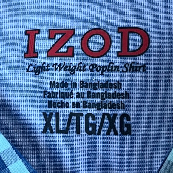IZOD Men's Light Weight Poplin Gingham Check Shirt Sz XL - Picture 4 of 5
